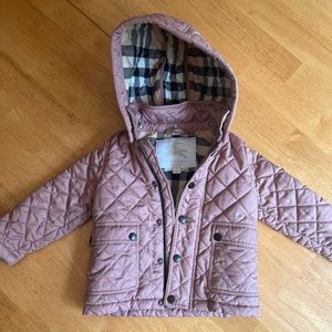 Gently used 18 month Burberry jacket with detachable hood!